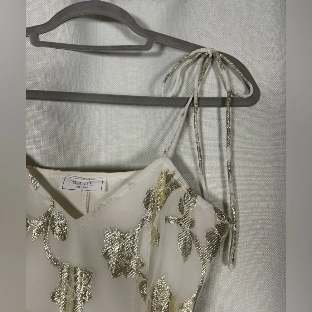 Sage The Label Afterglow Lurex Metallic Midi Dress in White Champagne Small - Picture 12 of 15